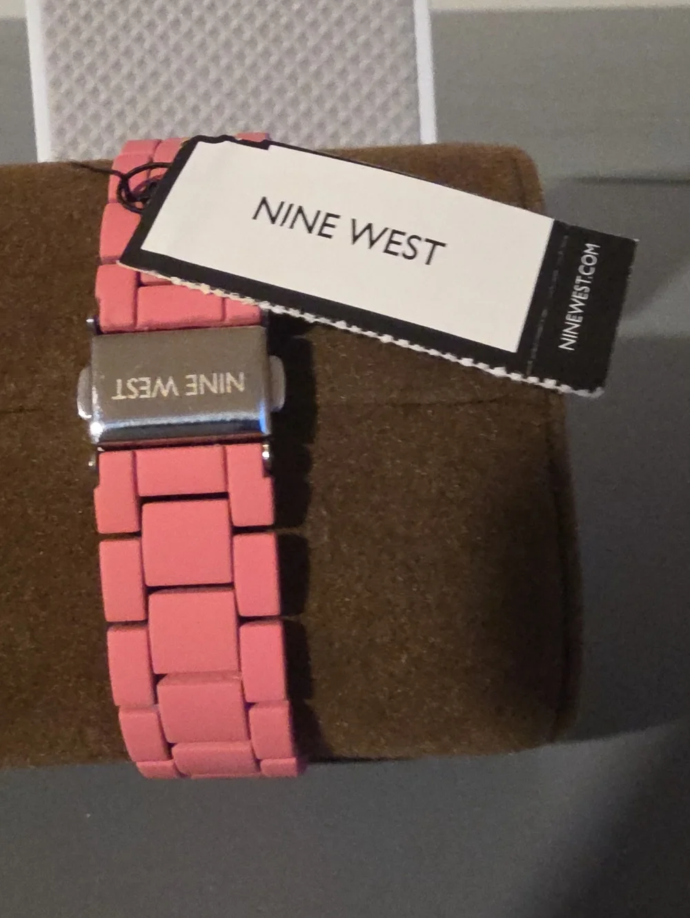 NINE WEST NWT Pink Metal Alloy Bracelet Oversized Women's Watch